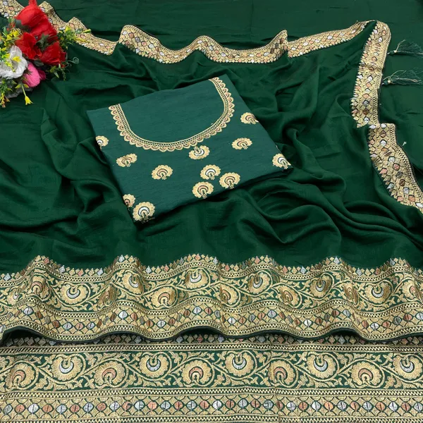 Green_Vichitra_Silk_Traditional_Saree_For_Women