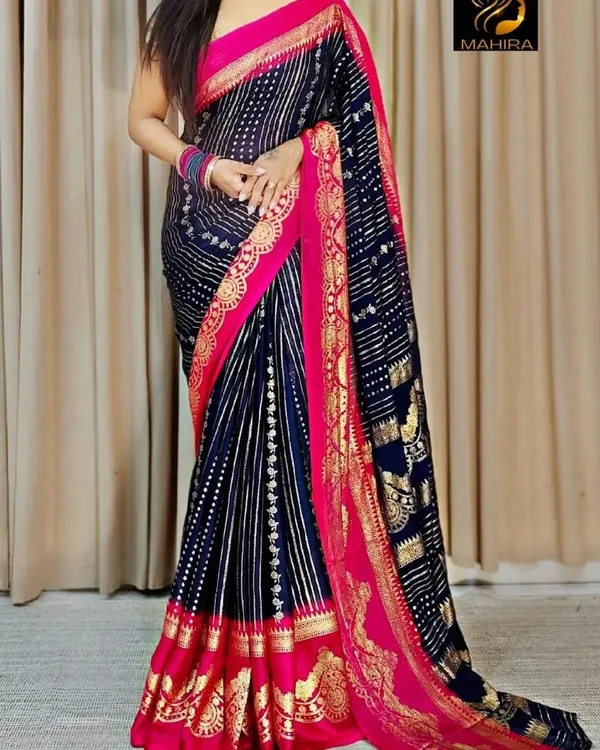 Navy_Blue_Premium_Poly_Crepe_Saree_For_Women