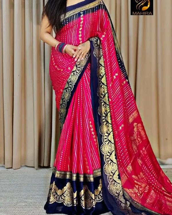 Pink_Premium_Poly_Crepe_Saree_For_Women