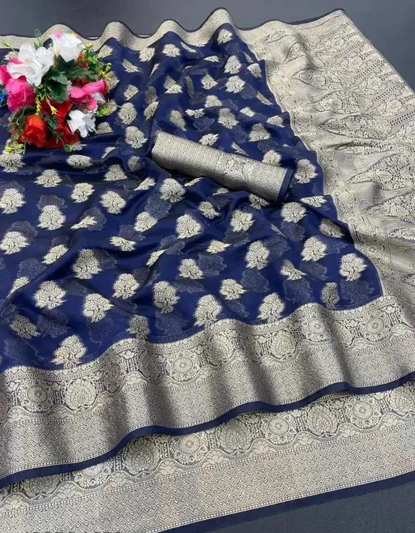 Navy_Blue_Premium_Organza_Saree_For_Women