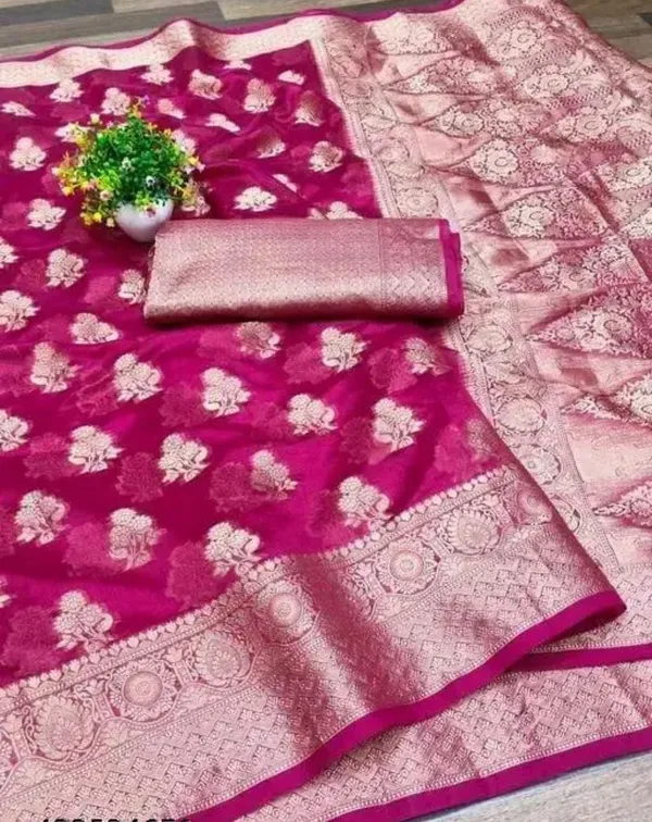 Pink_Premium_Organza_Saree_For_Women