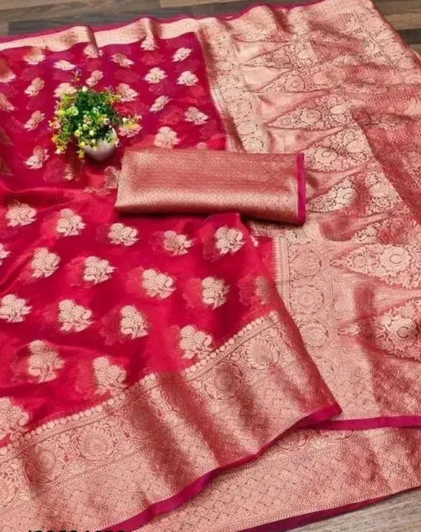 Red_Premium_Organza_Saree_For_Women