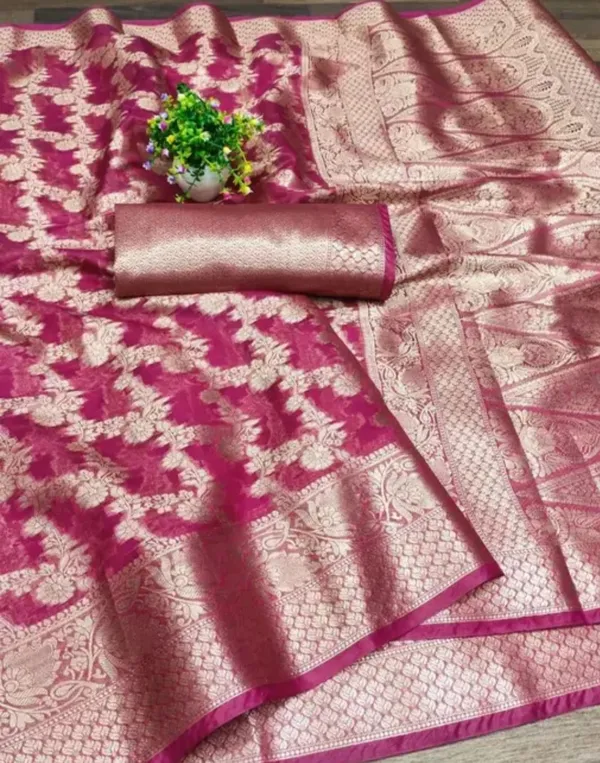 Pink_Premium_Organza_Saree_For_Women