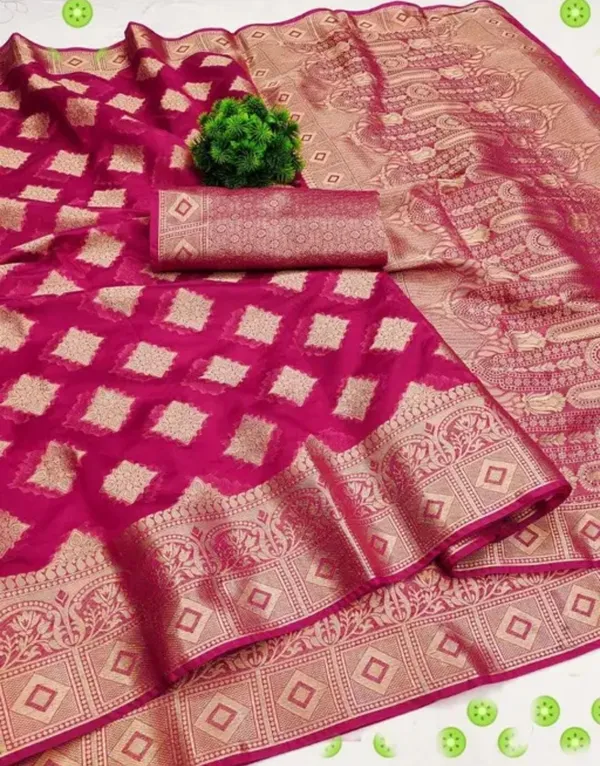 Pink_Premium_Organza_Saree_For_Women
