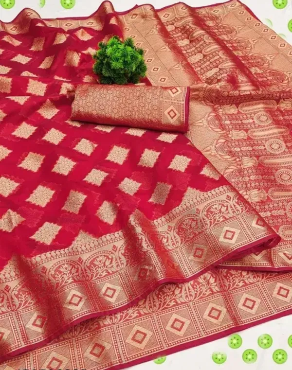 Red_Premium_Organza_Saree_For_Women
