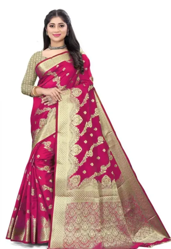 Pink_Premium_Organza_Saree_For_Women