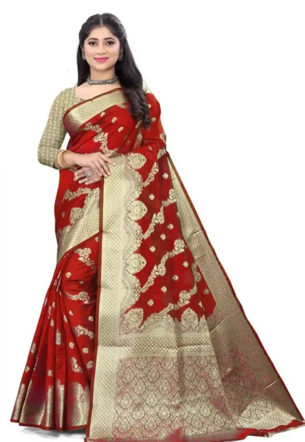 Red_Premium_Organza_Saree_For_Women