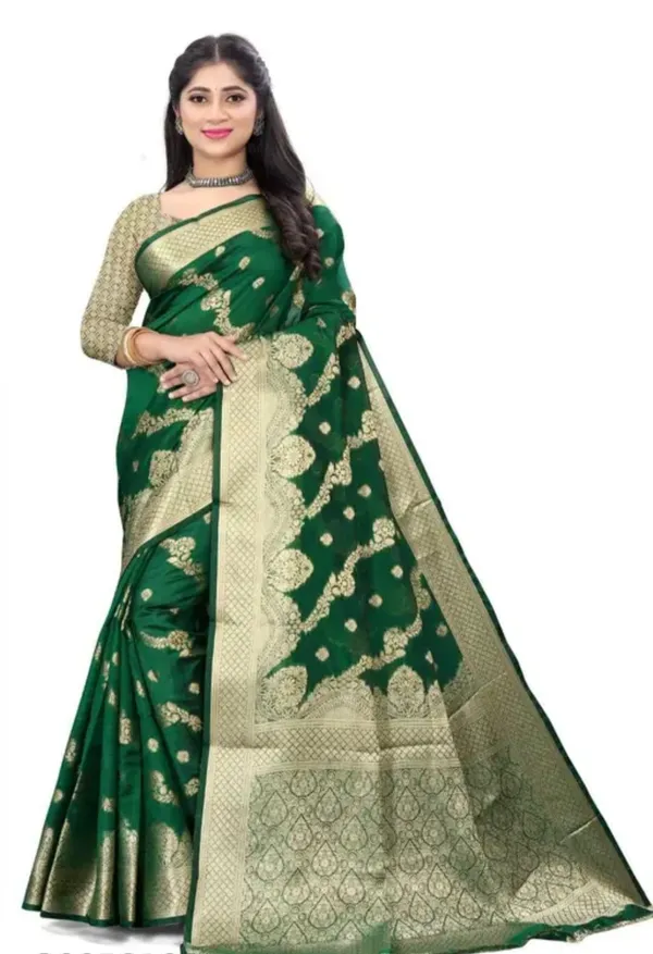 Green_Premium_Organza_Saree_For_Women