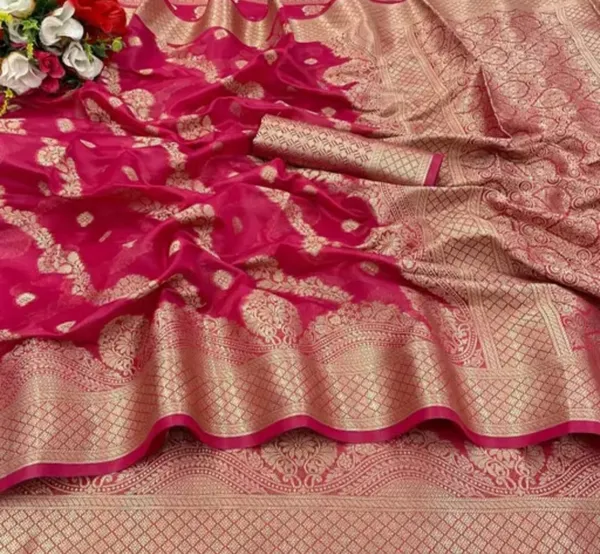 Pink_Premium_Organza_Saree_For_Women