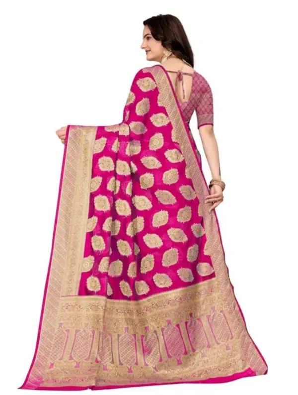 Pink_Premium_Organza_Saree_For_Women
