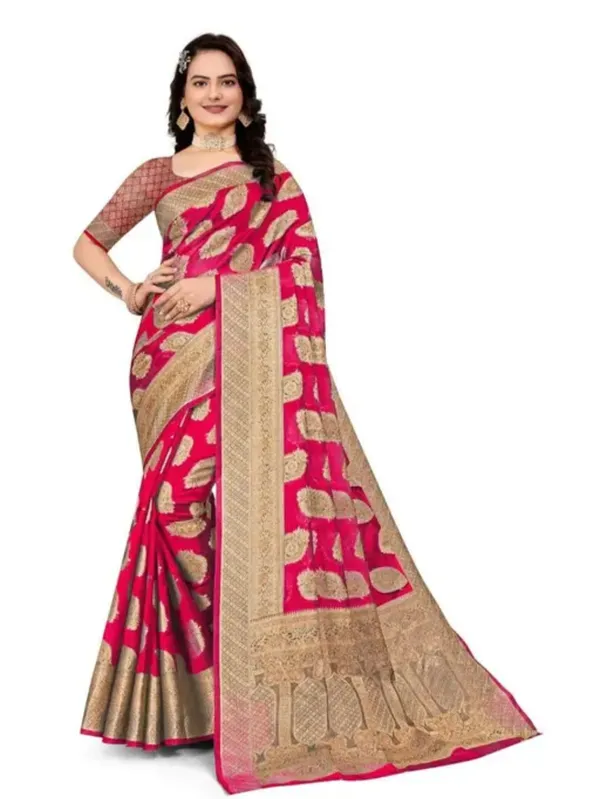 Red_Premium_Organza_Saree_For_Women