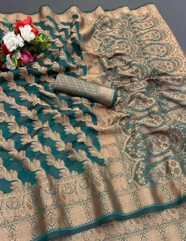Green_Premium_Organza_Saree_For_Women