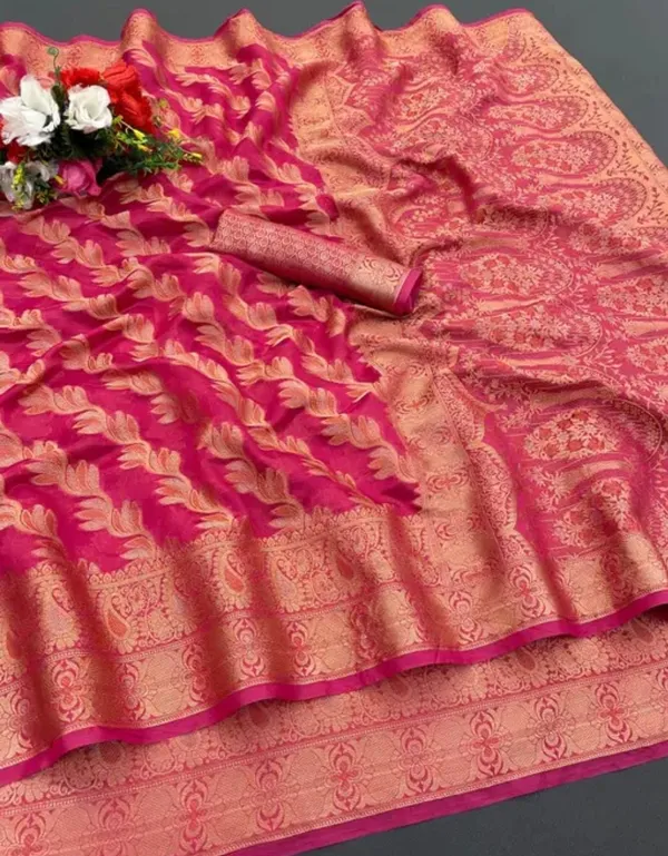 Pink_Premium_Organza_Saree_For_Women