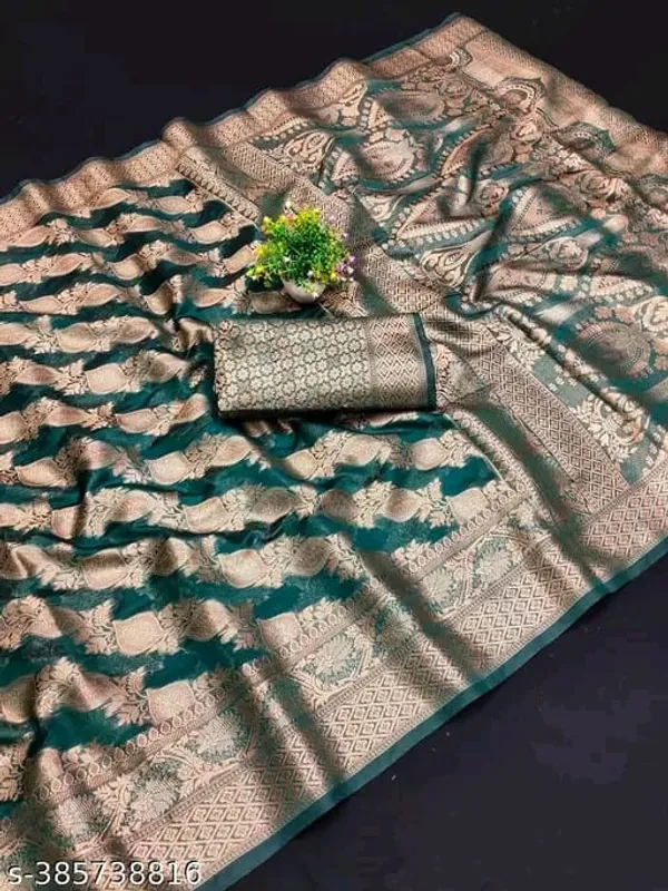 Green_Premium_Organza_Saree_For_Women
