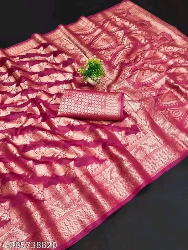 Pink_Premium_Organza_Saree_For_Women