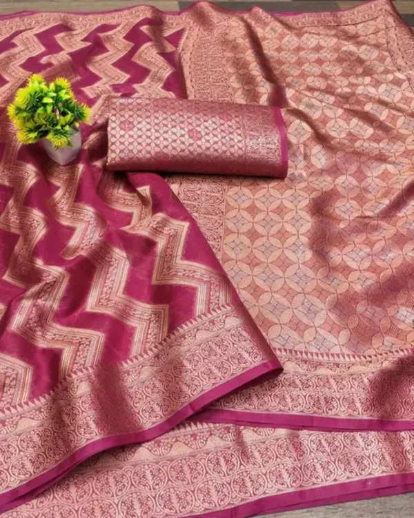 Pink_Premium_Organza_Saree_For_Women