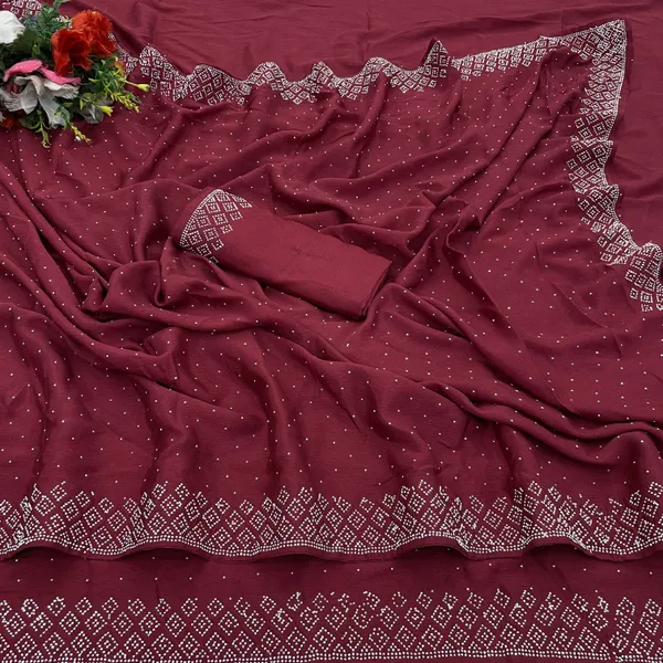 Maroon_Premium_Crepe_Saree_For_Women