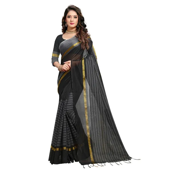Black_Premium_Poly_Cotton_Saree_For_Women