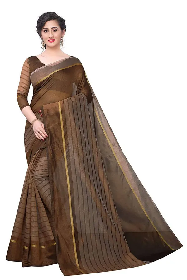 Brown_Premium_Poly_Cotton_Saree_For_Women