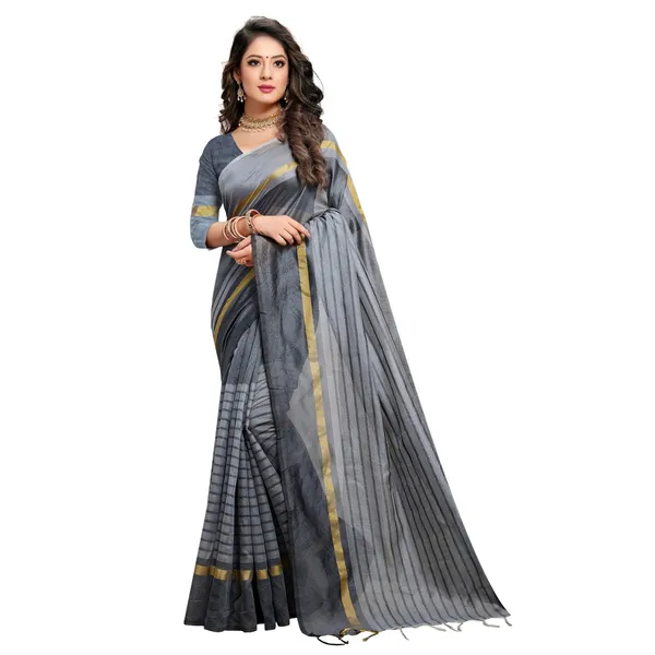 Grey_Premium_Poly_Cotton_Saree_For_Women