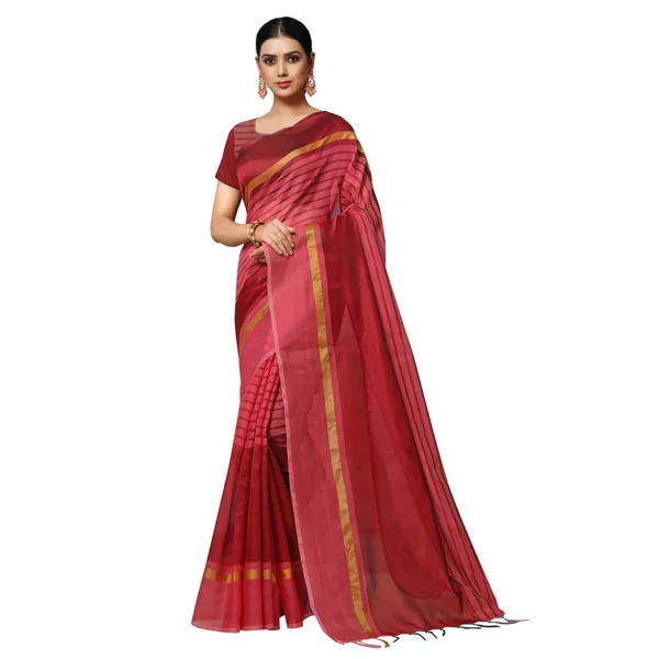 Maroon_Premium_Poly_Cotton_Saree_For_Women