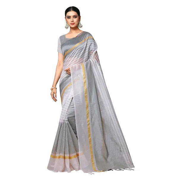 White_Premium_Poly_Cotton_Saree_For_Women