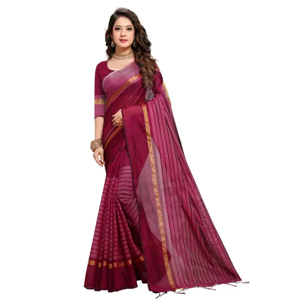 Purple_Premium_Poly_Cotton_Saree_For_Women