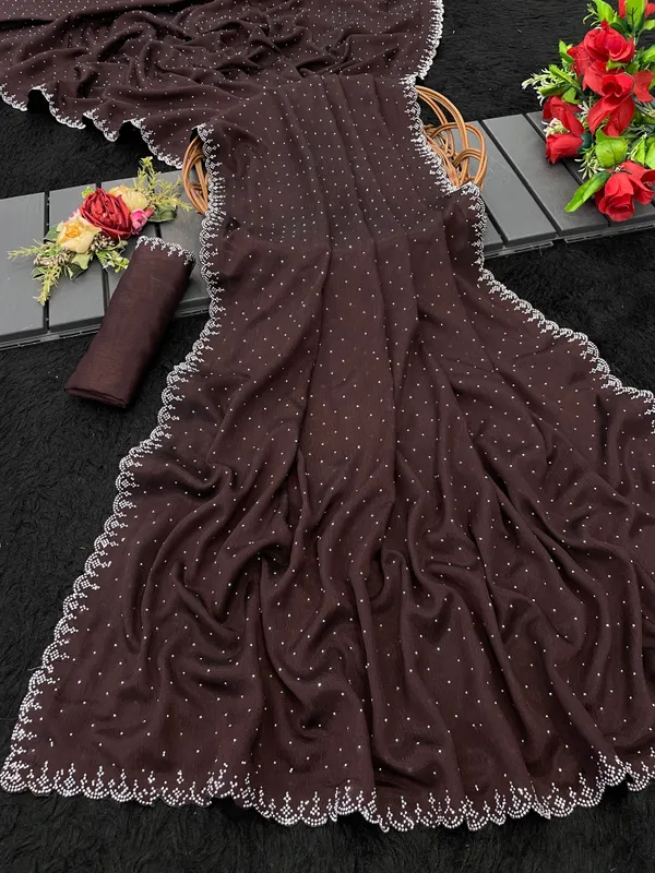Brown_Premium_Crepe_Saree_For_Women