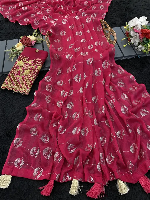 Pink_Premium_Georgette_Saree_For_Women