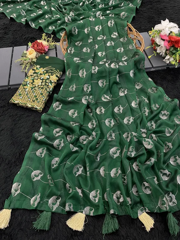 Green_Premium_Georgette_Saree_For_Women