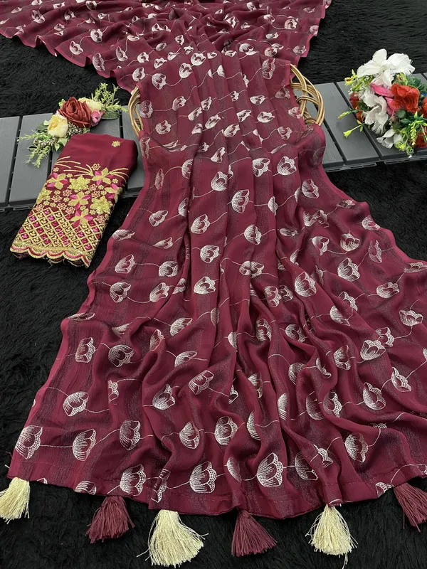 Maroon_Premium_Georgette_Saree_For_Women
