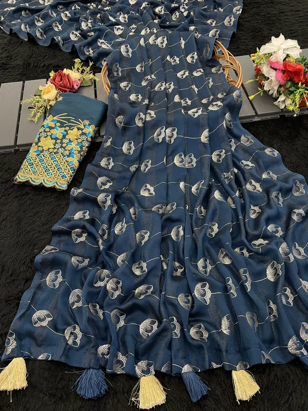 Navy_Blue_Premium_Georgette_Saree_For_Women