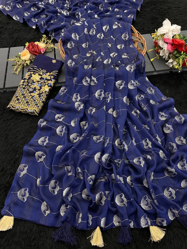 Navy_Blue_Premium_Georgette_Saree_For_Women