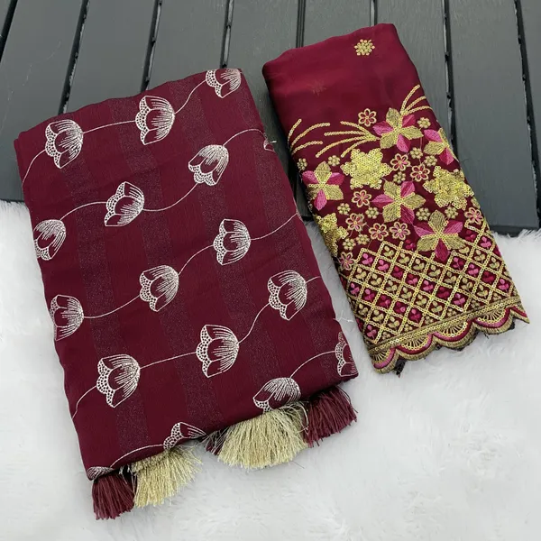 Maroon_Premium_Georgette_Saree_For_Women