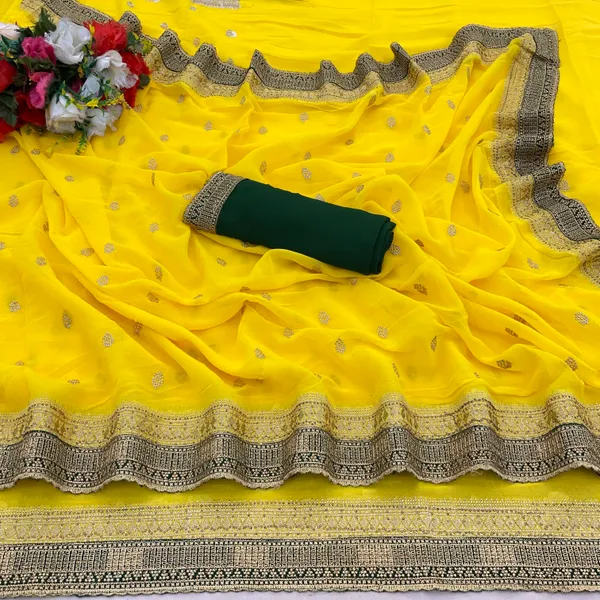 Yellow_Georgette_Traditional_Saree_For_Women