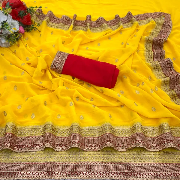 Yellow_Georgette_Traditional_Saree_For_Women