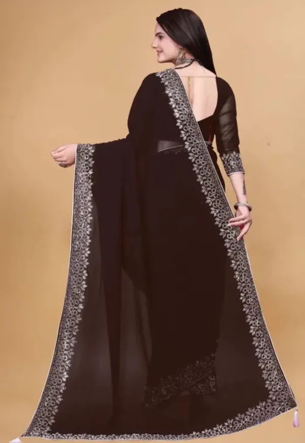 Brown_Premium_Georgette_Saree_For_Women