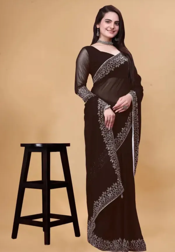Brown_Premium_Georgette_Saree_For_Women