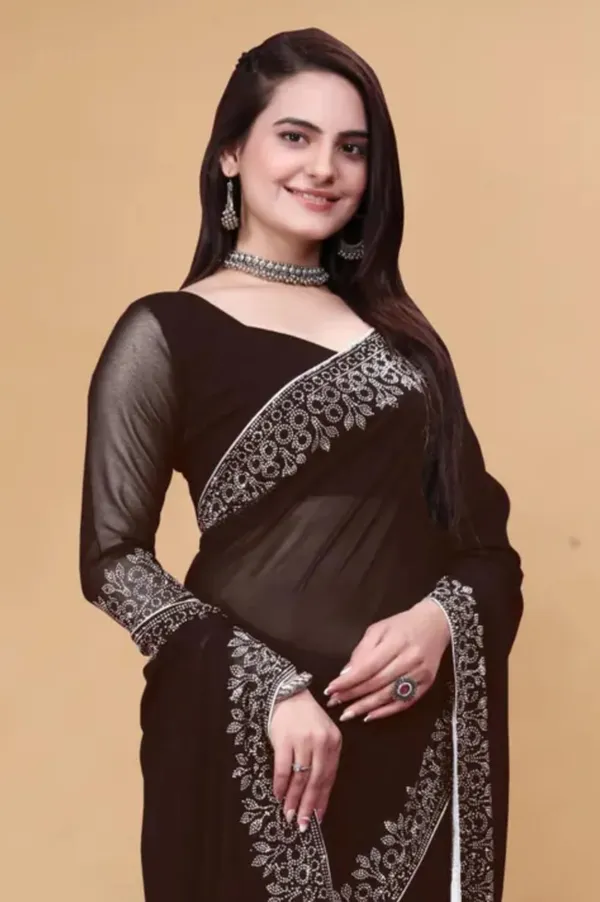 Brown_Premium_Georgette_Saree_For_Women