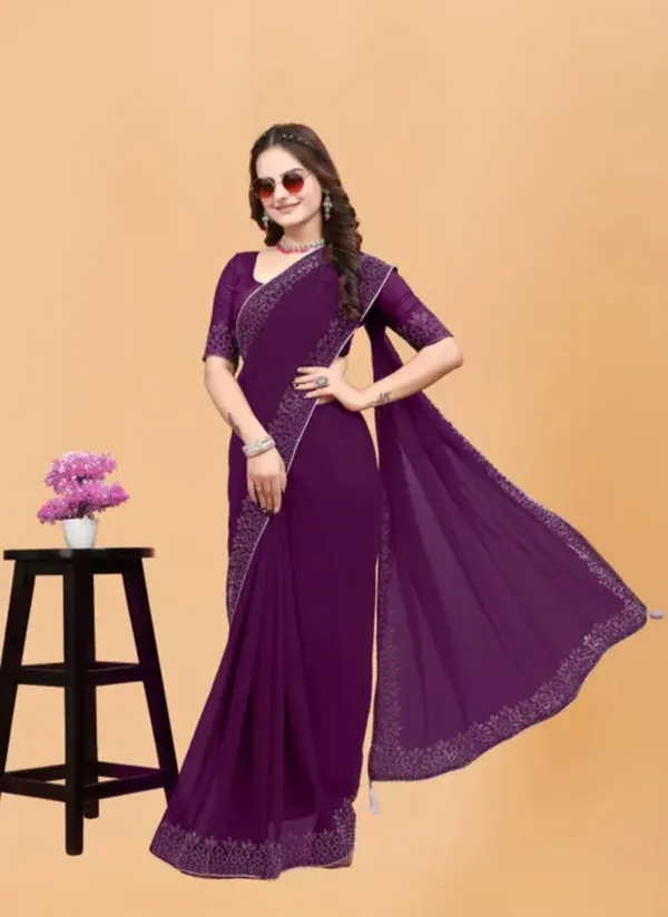 Purple_Premium_Georgette_Saree_For_Women