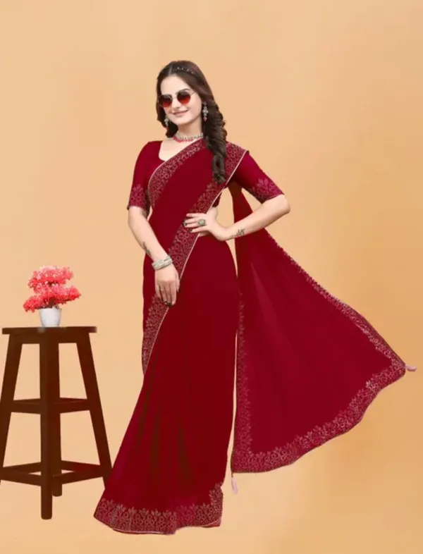 Maroon_Premium_Georgette_Saree_For_Women