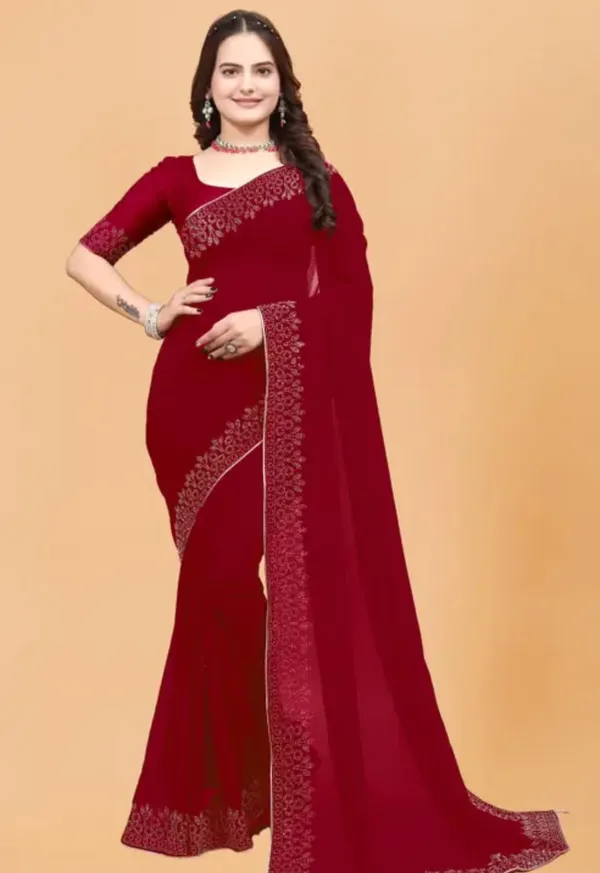 Maroon_Premium_Georgette_Saree_For_Women