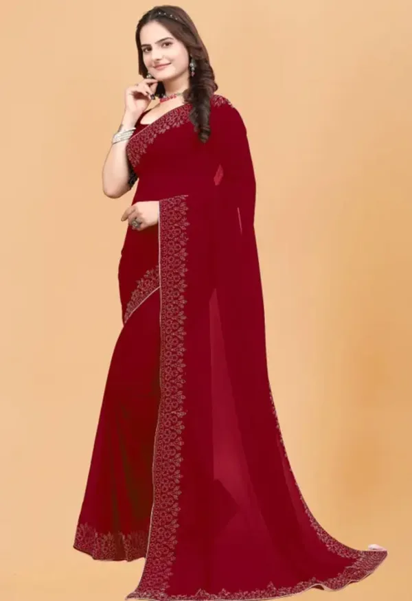 Maroon_Premium_Georgette_Saree_For_Women