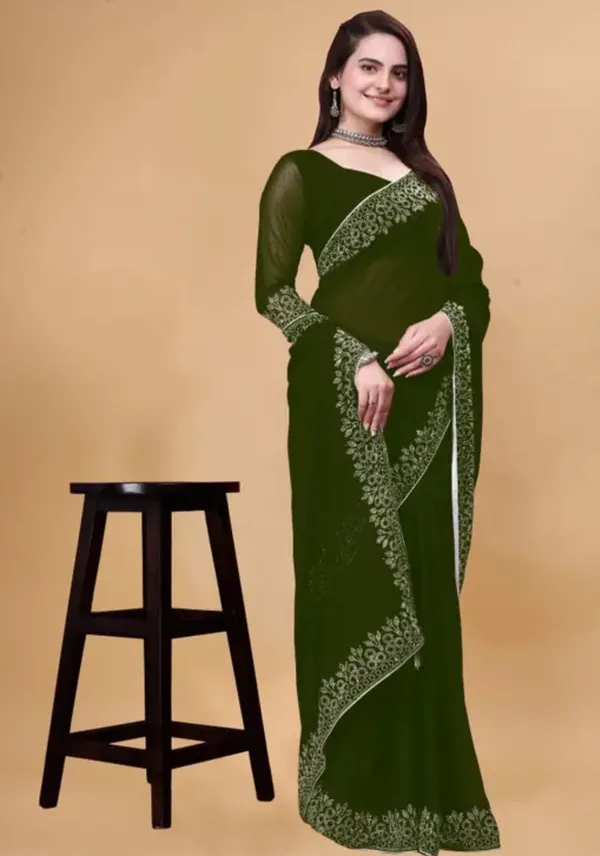 Green_Premium_Georgette_Saree_For_Women