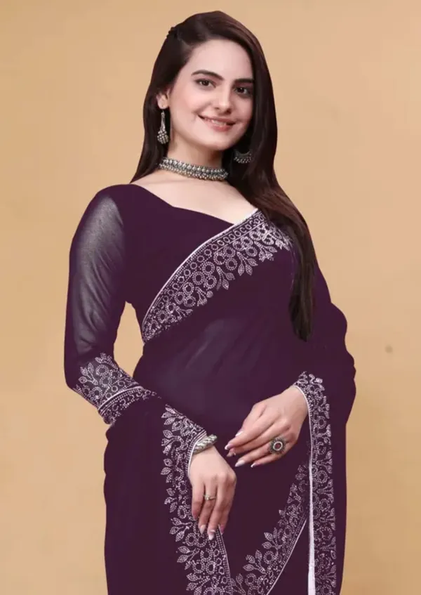 Purple_Premium_Georgette_Saree_For_Women