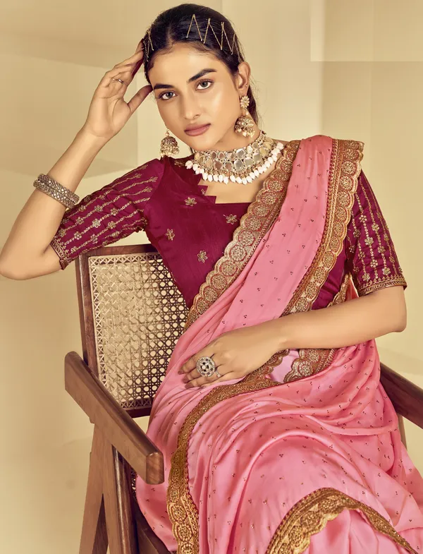 Pink_Satin_Silk_Traditional_Saree_For_Women