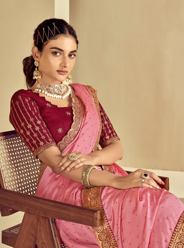 Pink_Satin_Silk_Traditional_Saree_For_Women