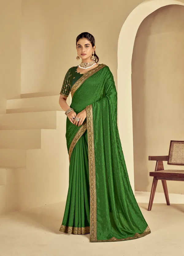 Green_Satin_Silk_Traditional_Saree_For_Women