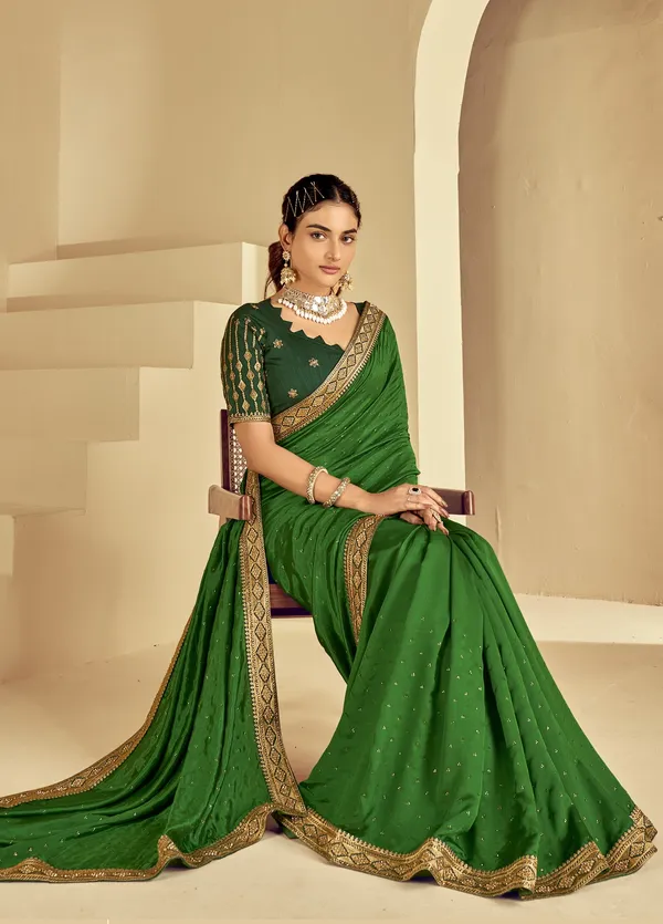 Green_Satin_Silk_Traditional_Saree_For_Women