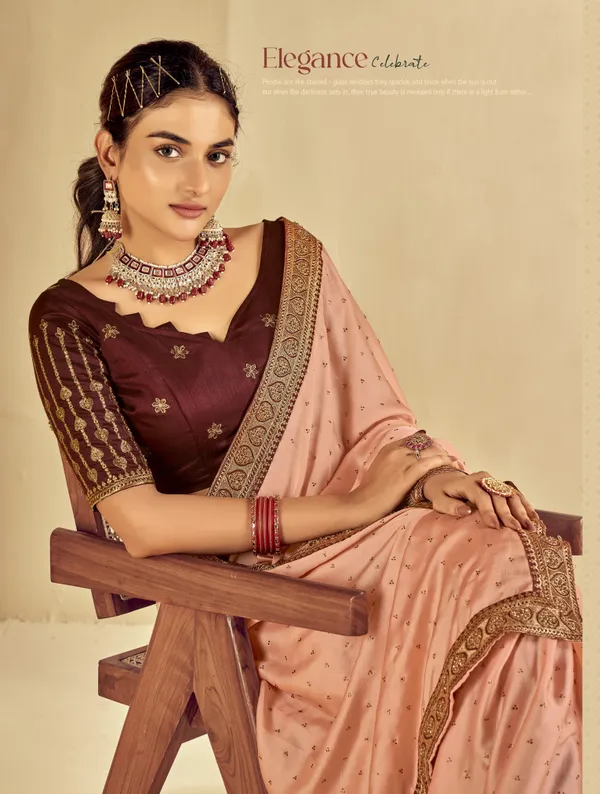 Peach_Satin_Silk_Traditional_Saree_For_Women